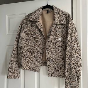 cheeta print jean jacket